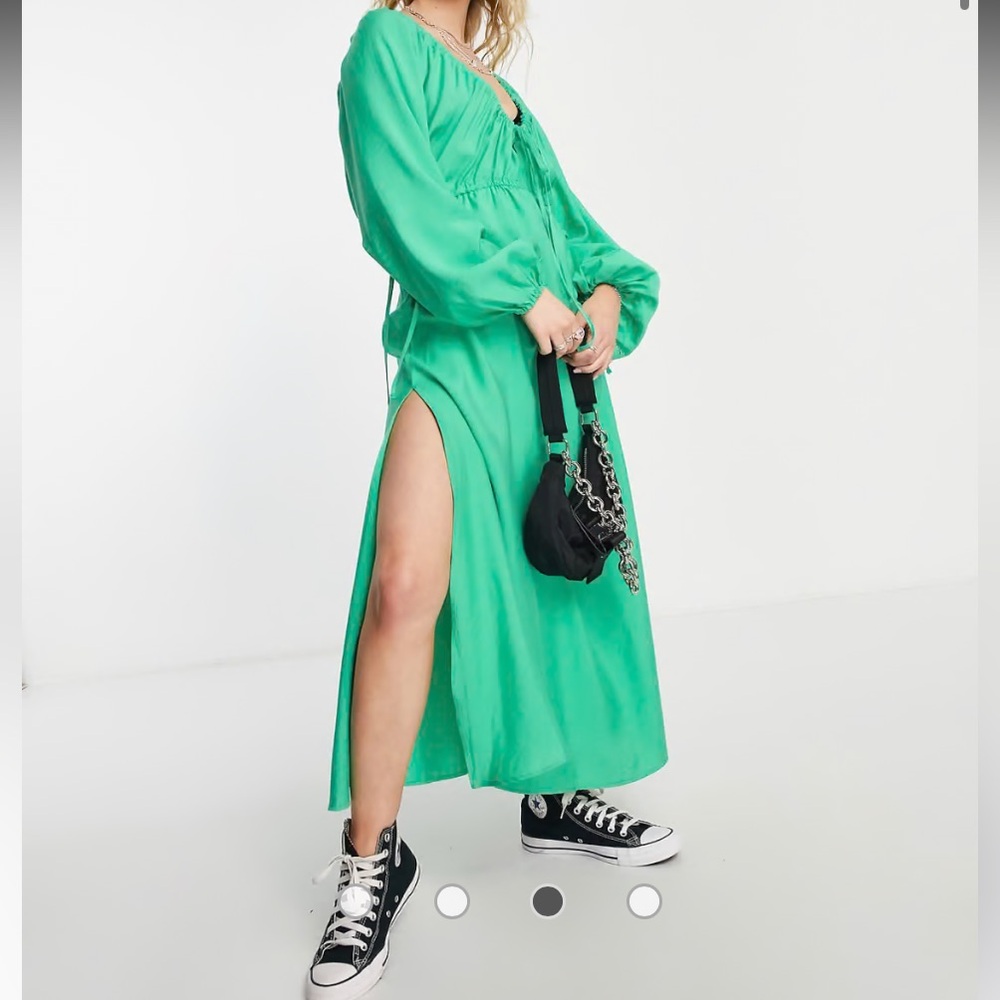 ASOS Vibrant Green Maxi Dress with Slit - Picture 2 of 4